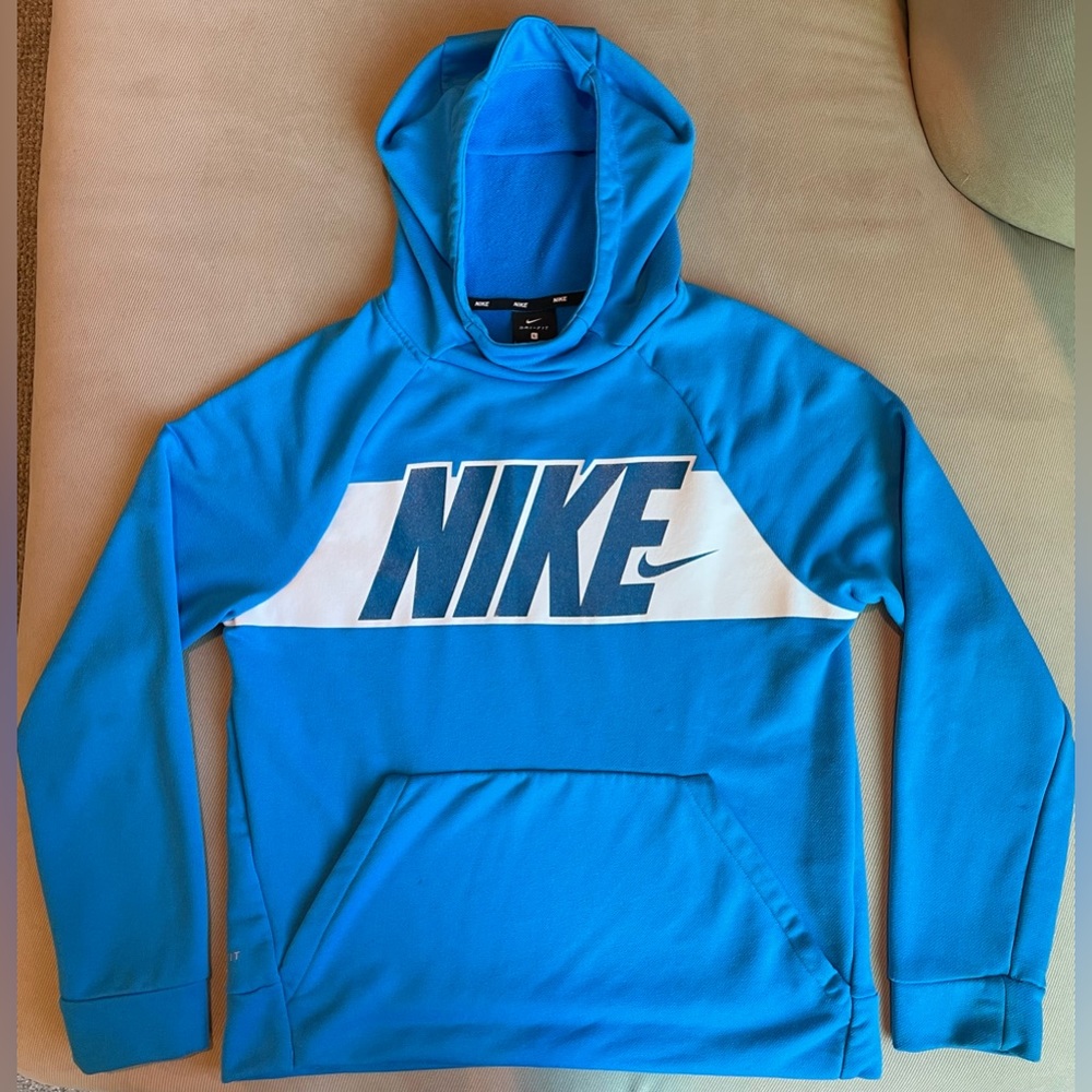 Bright Blue Nike Hoodie with Front Pocket Kids’ size Large